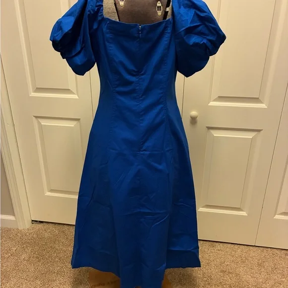 LOFT Royal Blue Puff Sleeve Midi Dress - Picture 3 of 8